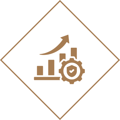 A green background with an orange clock and graph